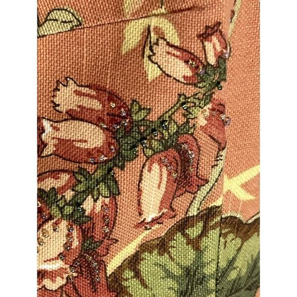 VtgTalbots Dress Hawaiian Tropical Sheath Beaded Monkey V Neck Size 8 - Picture 10 of 16